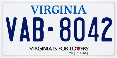 VA license plate VAB8042