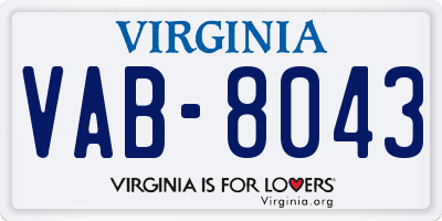 VA license plate VAB8043