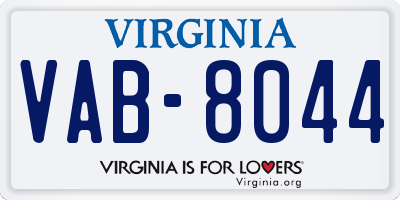 VA license plate VAB8044