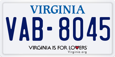 VA license plate VAB8045