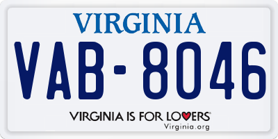 VA license plate VAB8046