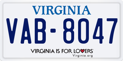 VA license plate VAB8047