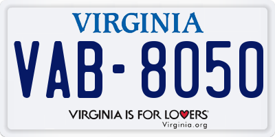 VA license plate VAB8050