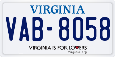 VA license plate VAB8058