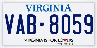 VA license plate VAB8059