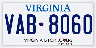 VA license plate VAB8060