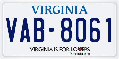 VA license plate VAB8061