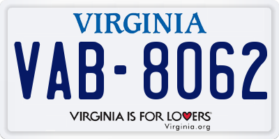 VA license plate VAB8062