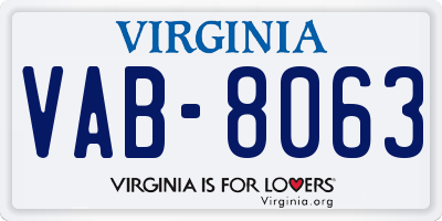 VA license plate VAB8063