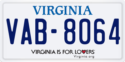 VA license plate VAB8064