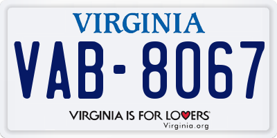 VA license plate VAB8067