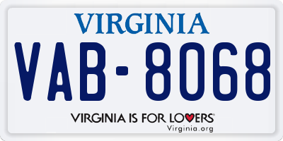 VA license plate VAB8068