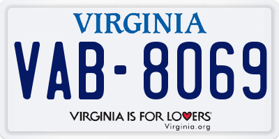 VA license plate VAB8069