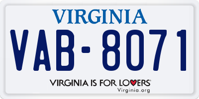 VA license plate VAB8071