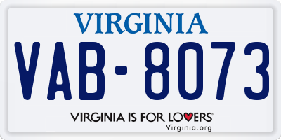 VA license plate VAB8073