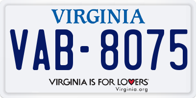 VA license plate VAB8075