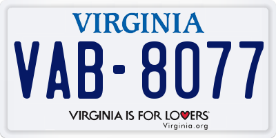 VA license plate VAB8077