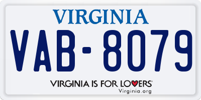 VA license plate VAB8079