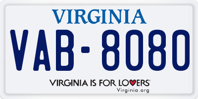 VA license plate VAB8080