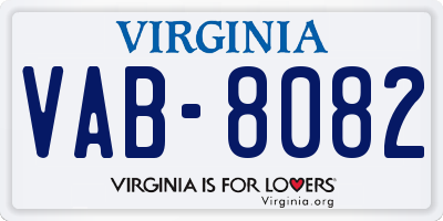 VA license plate VAB8082