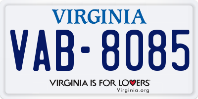 VA license plate VAB8085