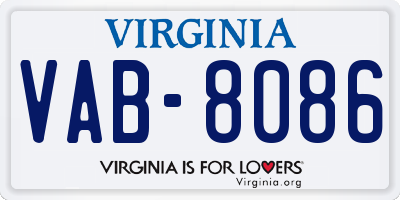 VA license plate VAB8086