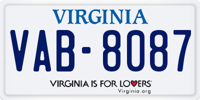 VA license plate VAB8087