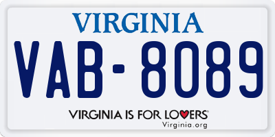 VA license plate VAB8089