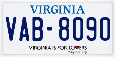 VA license plate VAB8090