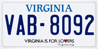 VA license plate VAB8092