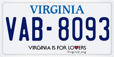 VA license plate VAB8093