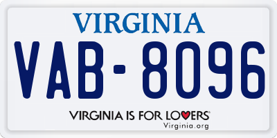 VA license plate VAB8096