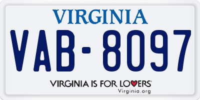 VA license plate VAB8097