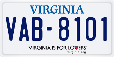 VA license plate VAB8101