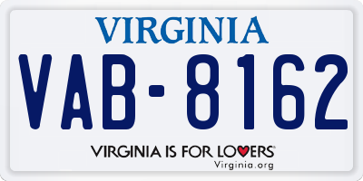 VA license plate VAB8162