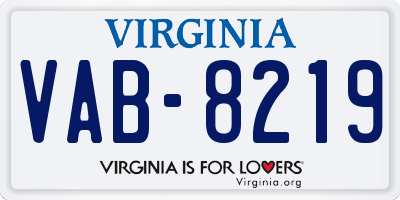 VA license plate VAB8219