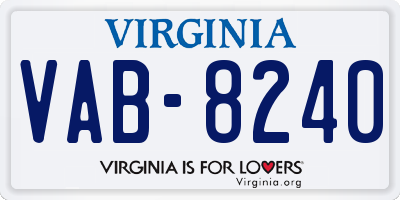 VA license plate VAB8240