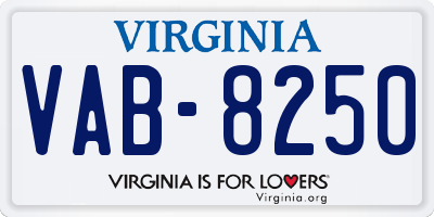 VA license plate VAB8250