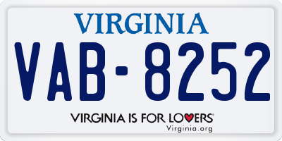 VA license plate VAB8252