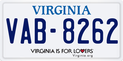 VA license plate VAB8262