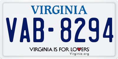 VA license plate VAB8294