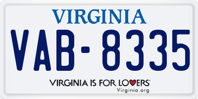 VA license plate VAB8335