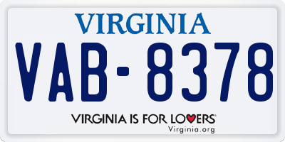 VA license plate VAB8378