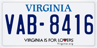 VA license plate VAB8416
