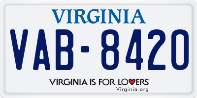 VA license plate VAB8420