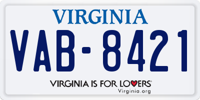 VA license plate VAB8421