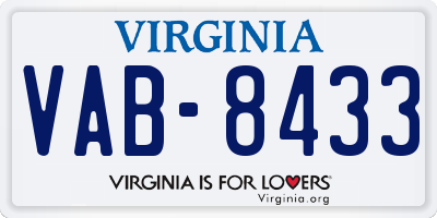 VA license plate VAB8433