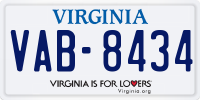 VA license plate VAB8434