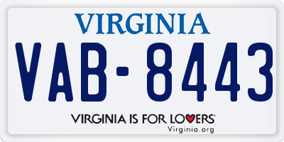 VA license plate VAB8443