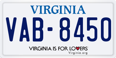 VA license plate VAB8450